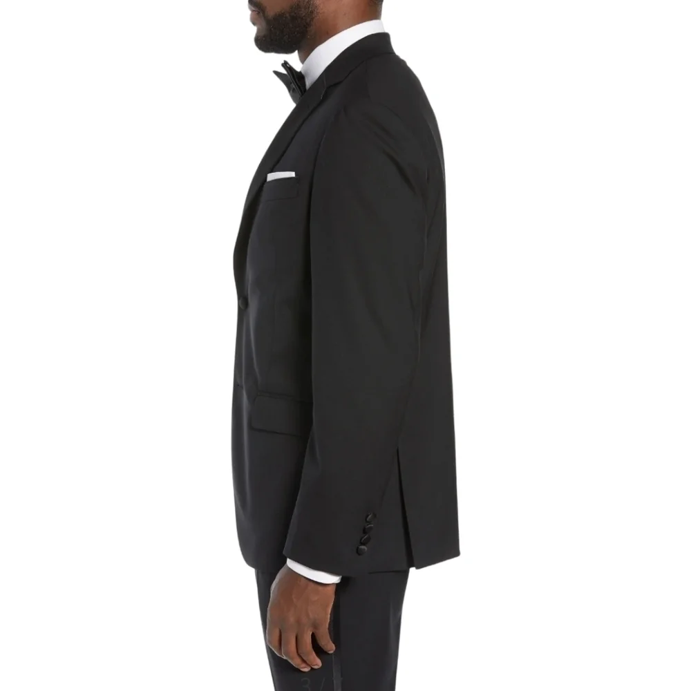 NWT Nordstrom's Rack Trim Fit Stretch Tuxedo Jacket Suit Blazer Black Size 42S